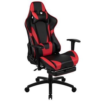 Flash Furniture X30  Ergonomic Adjustable Computer Gaming Chair With Fully Reclining Back And Slide-Out Footrest, Red LeatherSoft