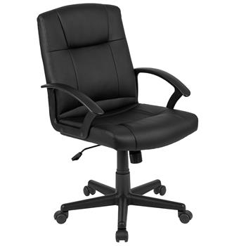 Flash Furniture Fundamentals Mid-Back Black LeatherSoft-Padded Task Office Chair With Arms