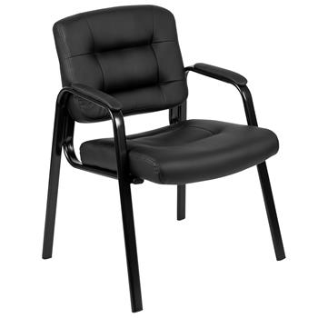 Flash Furniture Fundamentals Black LeatherSoft Executive Reception Chair With Black Metal Frame
