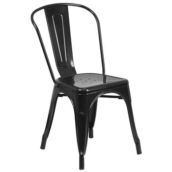 Flash Furniture Commercial Grade Black Metal Indoor/Outdoor Stackable Chair