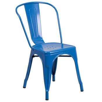 Flash Furniture Indoor/Outdoor Stackable Chair, Metal, Blue
