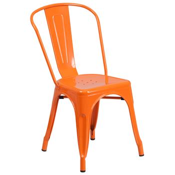 Flash Furniture Commercial Grade Orange Metal Indoor/Outdoor Stackable Chair