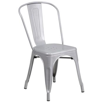 Flash Furniture Silver Metal Indoor/Outdoor Stackable Chair