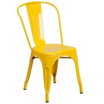 Flash Furniture Commercial Grade Yellow Metal Indoor/Outdoor Stackable Chair