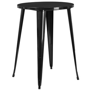 Flash Furniture Round Indoor/Outdoor Bar Height Table, Metal, Black, 30 in