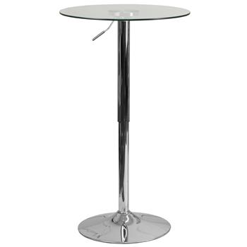 Flash Furniture Adjustable Height Glass Table, 23.5&quot; Round