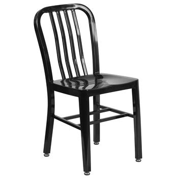Flash Furniture Indoor-Outdoor Chair, Metal, Black