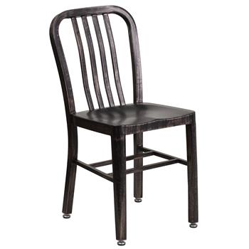 Flash Furniture Indoor/Outdoor Chair, Metal, Black/Antique Gold