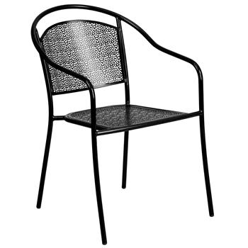 Flash Furniture Commercial Grade Black Indoor/Outdoor Steel Patio Arm Chair With Round Back