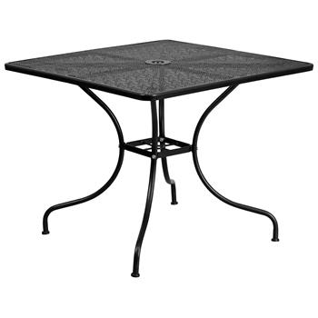 Flash Furniture Commercial Grade 35.5&quot; Square Black Indoor/Outdoor Steel Patio Table