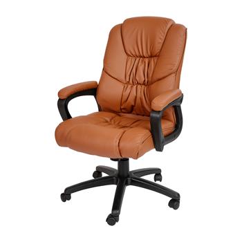 Flash Furniture Fundamentals Big &amp; Tall Swivel Office Chair, Brown Leathersoft , Padded Arms, 400 Lb. Rated, Bifma Certified