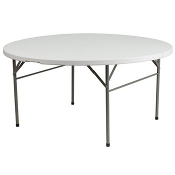 Flash Furniture Round Bi-Fold Folding Table, Plastic, Granite White, 60&quot;