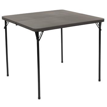 Flash Furniture Bi-Fold Folding Table with Carrying Handle, 34&quot; Square, Plastic, Dark Gray