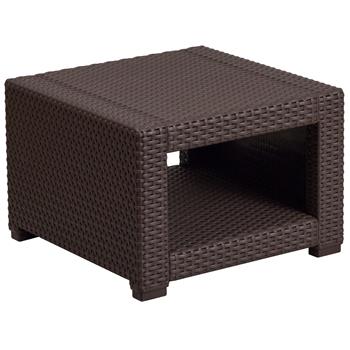Flash Furniture End Table, Faux Rattan, Chocolate Brown