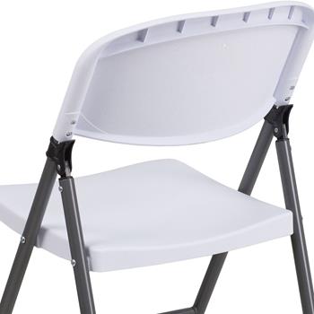Flash Furniture HERCULES Series 330 lb Capacity Granite White Plastic Folding Chair with Charcoal Frame