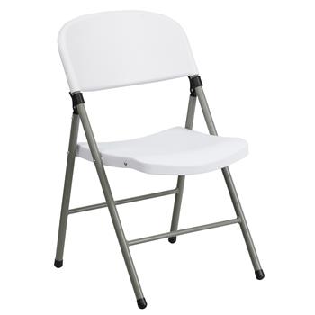 Flash Furniture HERCULES Series 330 lb. Capacity White Plastic Folding Chair with Gray Frame