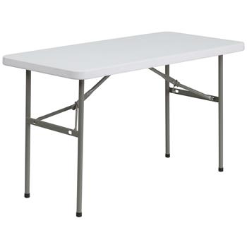 Flash Furniture Folding Table, Plastic, Granite White, 24&#39;&#39; W x 48&#39;&#39; L