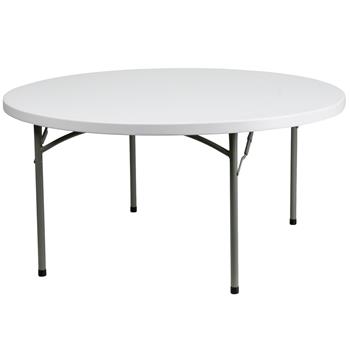 Flash Furniture 5-Foot Round Granite White Plastic Folding Table