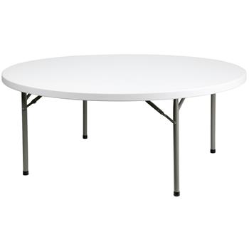 Flash Furniture Round Folding Table, 72&quot;, Plastic, Granite White