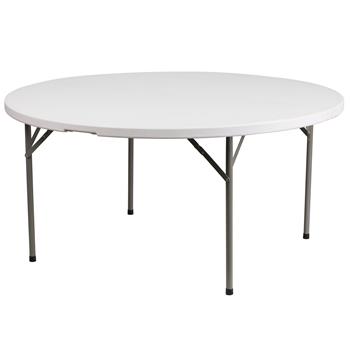 Flash Furniture 5.06-Foot Round Granite White Plastic Folding Table