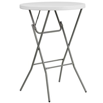 Flash Furniture Round Bar Height Folding Table, Plastic, Granite White, 32&quot;