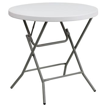 Flash Furniture Round Folding Table, Plastic, Granite White, 32&quot;