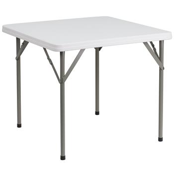 Flash Furniture Square Folding Table, Plastic, Granite White, 34&quot;