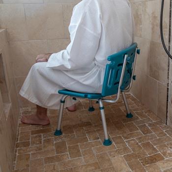 Flash Furniture Hercules Series Adjustable Teal Bath &amp; Shower Chair With Extra Large Back, 300 lb. Capacity