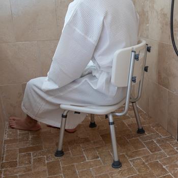 Flash Furniture Hercules Series Adjustable Gray Bath &amp; Shower Chair With U-Shaped Cutout, 300 lb. Capacity