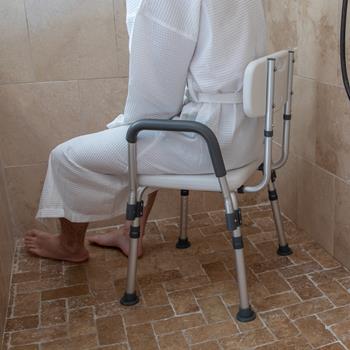 Flash Furniture Hercules Series Adjustable Gray Bath &amp; Shower Chair With Quick Release Back &amp; Arms, 300 lb. Capacity