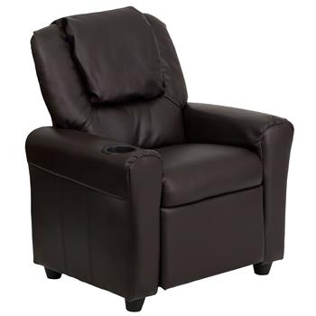 Flash Furniture Contemporary Brown LeatherSoft Kids Recliner With Cup Holder &amp; Headrest