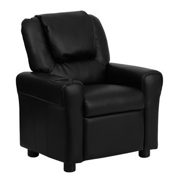 Flash Furniture Contemporary Black LeatherSoft Kids Recliner With Cup Holder &amp; Headrest