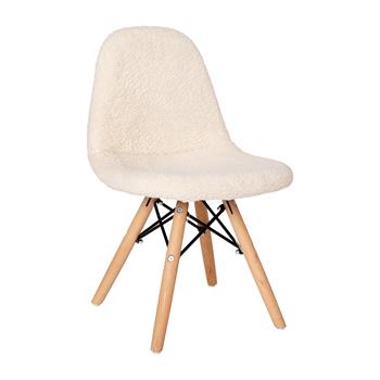 Flash Furniture Zula Kid&#39;s Modern Padded Armless Faux Sherpa Accent Chair, Beechwood Legs, Off-White