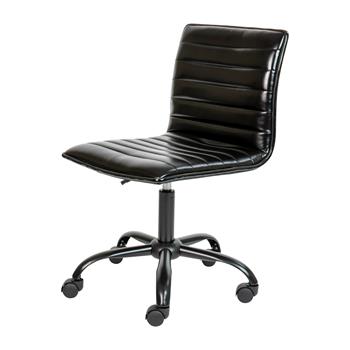 Flash Furniture Designer Ribbed Swivel Task Chair, Low Black, Armless, Black Frame And Base