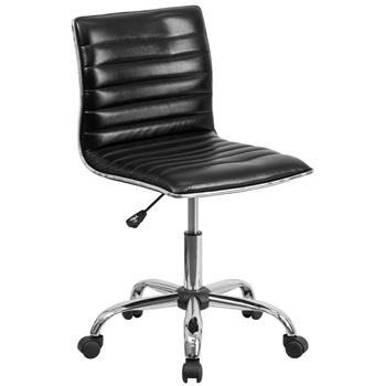 Flash Furniture Low Back Designer Armless Black Ribbed Swivel Task Office Chair
