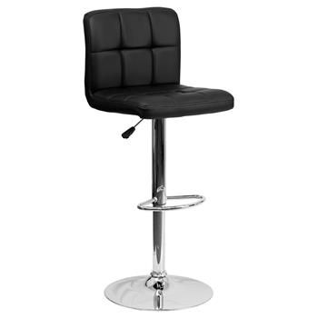 Flash Furniture Contemporary Black Quilted Vinyl Adjustable Height Barstool with Chrome Base