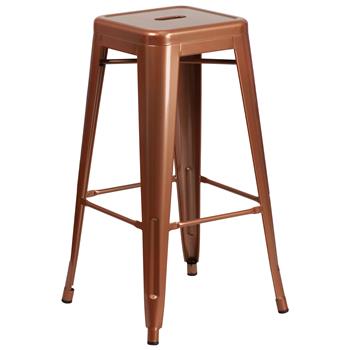Flash Furniture Commercial Grade 30 in High Backless Copper Indoor/Outdoor Barstool