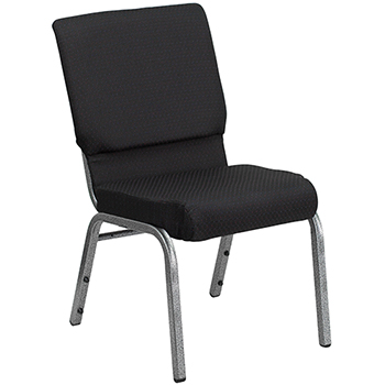 Flash Furniture HERCULES Series 18.5&#39;&#39;W Stacking Church Chair in Black Patterned Fabric - Silver Vein Frame