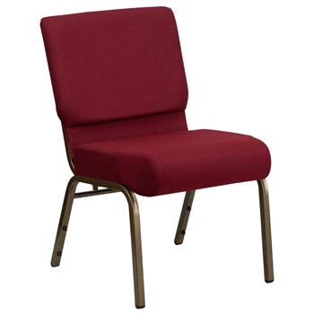 Flash Furniture Hercules Series 21&#39;&#39;W Stacking Church Chair In Burgundy Fabric, Gold Vein Frame