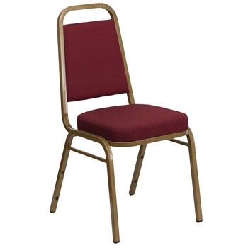 Flash Furniture Hercules Series Stacking Banquet Chair, Burgundy Patterned Fabric/Gold Frame