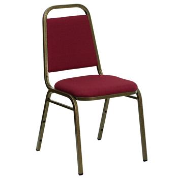 Flash Furniture HERCULES Series Trapezoidal Back Stacking Banquet Chair in Burgundy Fabric - Gold Vein Frame