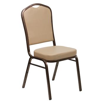 Flash Furniture Hercules Series Crown Back Stacking Banquet Chair In Tan Vinyl, Copper Vein Frame