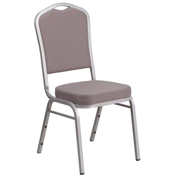Flash Furniture HERCULES Series Crown Back Stacking Banquet Chair, Fabric, Gray/Silver Vein
