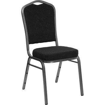 Flash Furniture Hercules Series Crown Back Stacking Banquet Chair In Black Dot Patterned Fabric, Silver Vein Frame