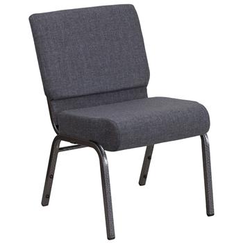 Flash Furniture Hercules Series 21&#39;&#39;W Church Chair In Dark Gray Fabric, Silver Vein Frame