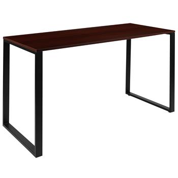 Flash Furniture 55&quot; Modern Industrial Style Computer Desk, Mahogany