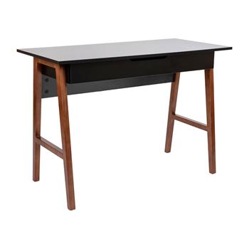 Flash Furniture Home Office Desk With Drawer, Black/Walnut