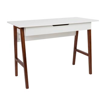 Flash Furniture Home Office Desk With Drawer, White/Walnut