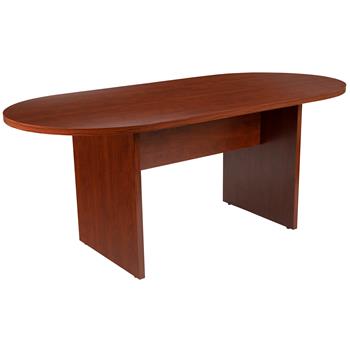 Flash Furniture Oval Conference Table, 6&#39;, Cherry