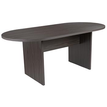 Flash Furniture 72&quot; Oval Conference Table In Rustic Gray